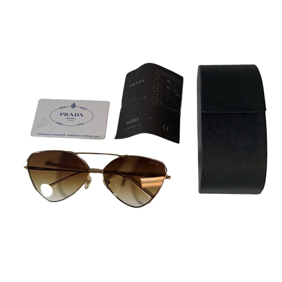 Prada Accessories - Prada womens Cinema Evolution pale gold metal 62 15 140 sunglasses EUC